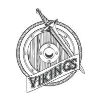 Vikingen krijgers gedrukte t-shirtsjabloon vector