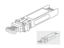 sfp zendontvanger gebruikt voor gegevens transmissie en ontvangst in telecommunicatie. klein het formulier factor insteekbaar. vector