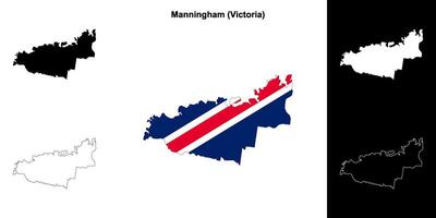 Manningham blanco schets kaart reeks vector