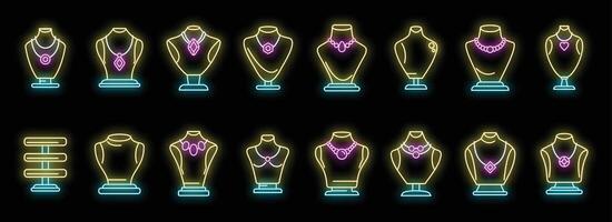 sieraden dummy pictogrammen reeks neon vector