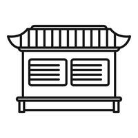 Aziatisch meditatie huis icoon schets . traditioneel architectuur vector