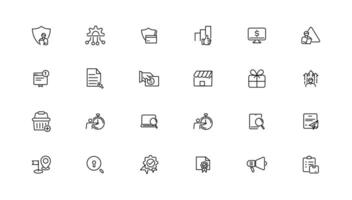 digitaal bedrijf lineair pictogrammen collectie.set van dun lijn web icoon set, gemakkelijk schets pictogrammen verzameling, pixel perfect pictogrammen,. vector