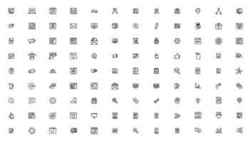 zoeken motor optimalisatie - seo dun lijn en afzet pictogrammen set. web ontwikkeling en optimalisatie pictogrammen. vector