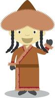 karakter van Mongolië gekleed in de traditioneel manier illustratie. kinderen van de wereld verzameling. vector