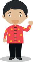 karakter van Singapore gekleed in de traditioneel manier illustratie. kinderen van de wereld verzameling. vector