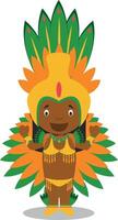 karakter van Brazilië gekleed in de traditioneel manier net zo een carnaval danser. illustratie. kinderen van de wereld verzameling. vector