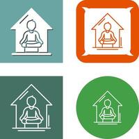 yoga Bij huis icoon ontwerp vector