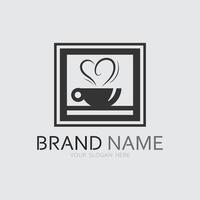 cafe logo en koffie logo ontwerp cafetaria heet drinken vector