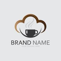 cafe logo en koffie logo ontwerp cafetaria heet drinken vector