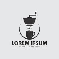 cafe logo en koffie logo ontwerp cafetaria heet drinken vector