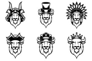 buffel hoofden bundel schets versie vector