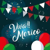 viva mexico label met Mexicaanse vlag vector