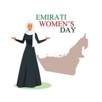 emirati vrouwendag poster met vrouw en kaart vector