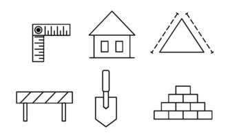 schets web pictogrammen reeks gebouw, bouw en huis reparatie gereedschap vector