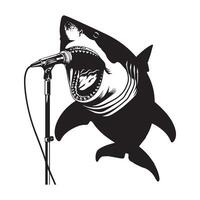 karaoke het zingen haai met een microfoon illustratie vector