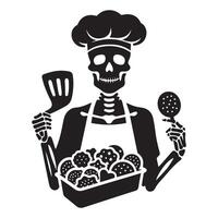 skelet logo - bakker skelet Holding een dienblad van koekjes illustratie vector
