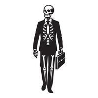 zakenman skelet in een pak illustratie in zwart en wit vector
