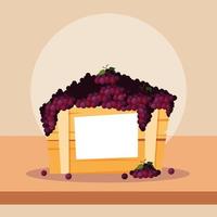 verse druiven fruit in houten kist vector