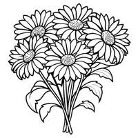 gerbera bloem boeket schets illustratie kleur boek bladzijde ontwerp, gerbera bloem boeket zwart en wit lijn kunst tekening kleur boek Pagina's voor kinderen en volwassenen vector