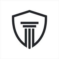 pijler met schild wet firma icoon logo ontwerp vector