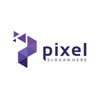 initialen brief p pixel abstract logo ontwerp sjabloon vector