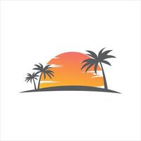 tropisch eiland met palm bomen logo ontwerp sjabloon vector