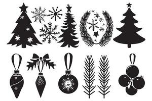 Kerstmis reeks van ontwerp elementen silhouetten pro ontwerp vector