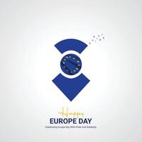 gelukkig Europa dag creatief advertenties ontwerp. mei 9 Europa dag sociaal media poster 3d illustratie. vector