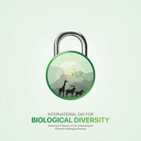 Internationale dag voor biologisch diversiteit.biologisch verscheidenheid creatief advertenties ontwerp. sociaal media na, , 3d illustratie. vector