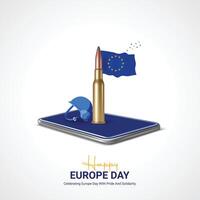 gelukkig Europa dag creatief advertenties ontwerp. mei 9 Europa dag sociaal media poster 3d illustratie. vector