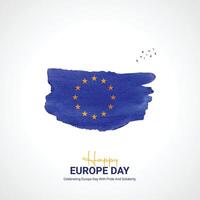 gelukkig Europa dag creatief advertenties ontwerp. mei 9 Europa dag sociaal media poster 3d illustratie. vector