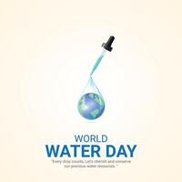 wereld water dag. water dag creatief advertenties ontwerp maart 22. sociaal media poster, , 3d illustratie. vector