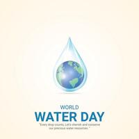 wereld water dag. water dag creatief advertenties ontwerp maart 22. sociaal media poster, , 3d illustratie. vector