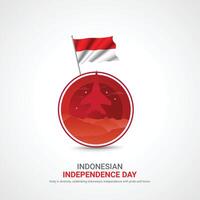 Indonesië onafhankelijkheid dag. Indonesië onafhankelijkheid dag creatief advertenties ontwerp. 3d illustratie. vector