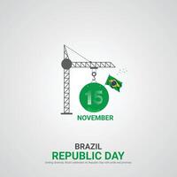 Brazilië republiek dag. Brazilië republiek dag creatief advertenties ontwerp november 15. , 3d illustratie. vector