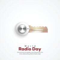 wereld radio dag creatief advertenties ontwerp. februari 13 radio dag sociaal media poster 3d illustratie. vector