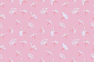 pastel roze zomer naadloos patroon met abstract klein schattig bloemen knoppen. gemakkelijk creatief vormen bloemen patroon. hand- getrokken schetsen. collage sjabloon voor ontwerpen, textiel, kleding stof, het drukken vector