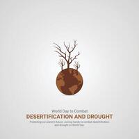 wereld dag naar gevecht woestijnvorming en droogte, wereld dag naar gevecht woestijnvorming en droogte creatief advertenties. 17 juni, illustratie,,3d vector