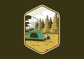 camping alleen in natuur. wijnoogst buitenshuis illustratie insigne ontwerp vector