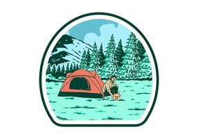 camping alleen in natuur. wijnoogst buitenshuis illustratie insigne ontwerp vector