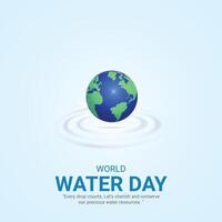 wereld water dag. water dag creatief advertenties ontwerp maart 22. sociaal media poster, , 3d illustratie. vector