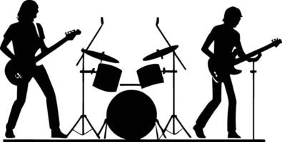 reeks van silhouetten van muzikanten Aan een wit achtergrond. illustratie vector