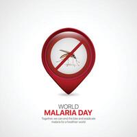 wereld malaria dag. wereld malaria dag creatief advertenties ontwerp april 25. sociaal media poster, , 3d illustratie. vector