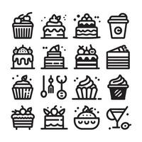 taart icon set vector