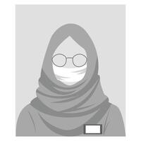 Arabisch moslim medisch personeel vrouw avatar. dokter en arts, chirurg en verpleegster, tandarts en apotheker icoon. vrouw dokter met hijaab. vector