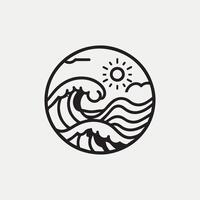 oceaan silhouet ontwerp in lijn kunst stijl vector