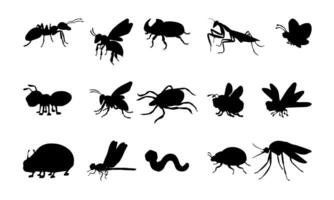 insecten en klein dieren silhouetten set. vector