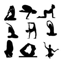 reeks van illustraties van een meisje in een yoga houding. silhouet. vector