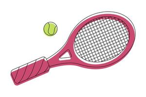 tennis racket en bal tekening vector