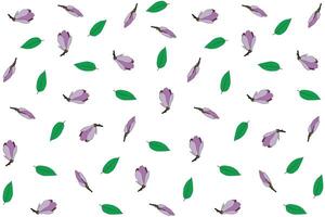 illustratie patroon van verbaal schotel magnolia bloem met blad Aan wit achtergrond. vector